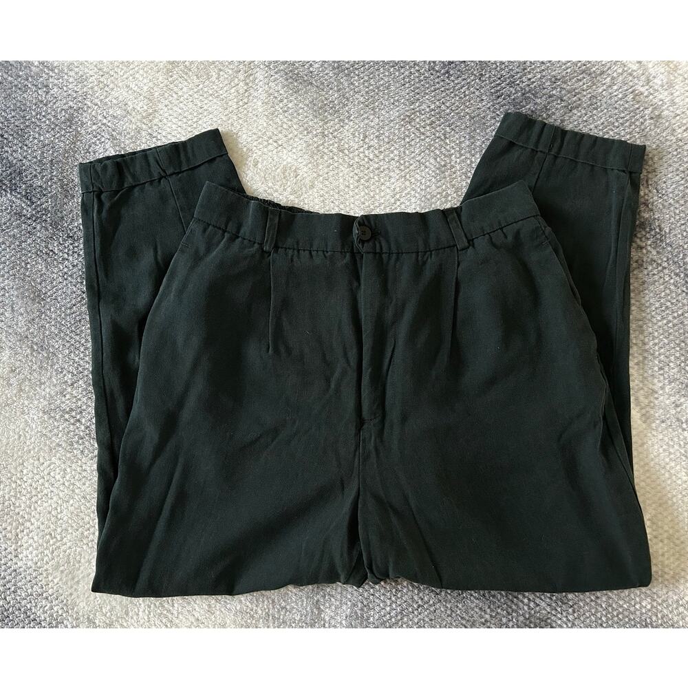 Zara Forest Green Cropped Tapered Cuffed Trousers Women Size Medium Lagenlook